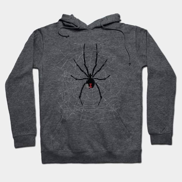 Black Widow in a web Hoodie by Vector Deluxe